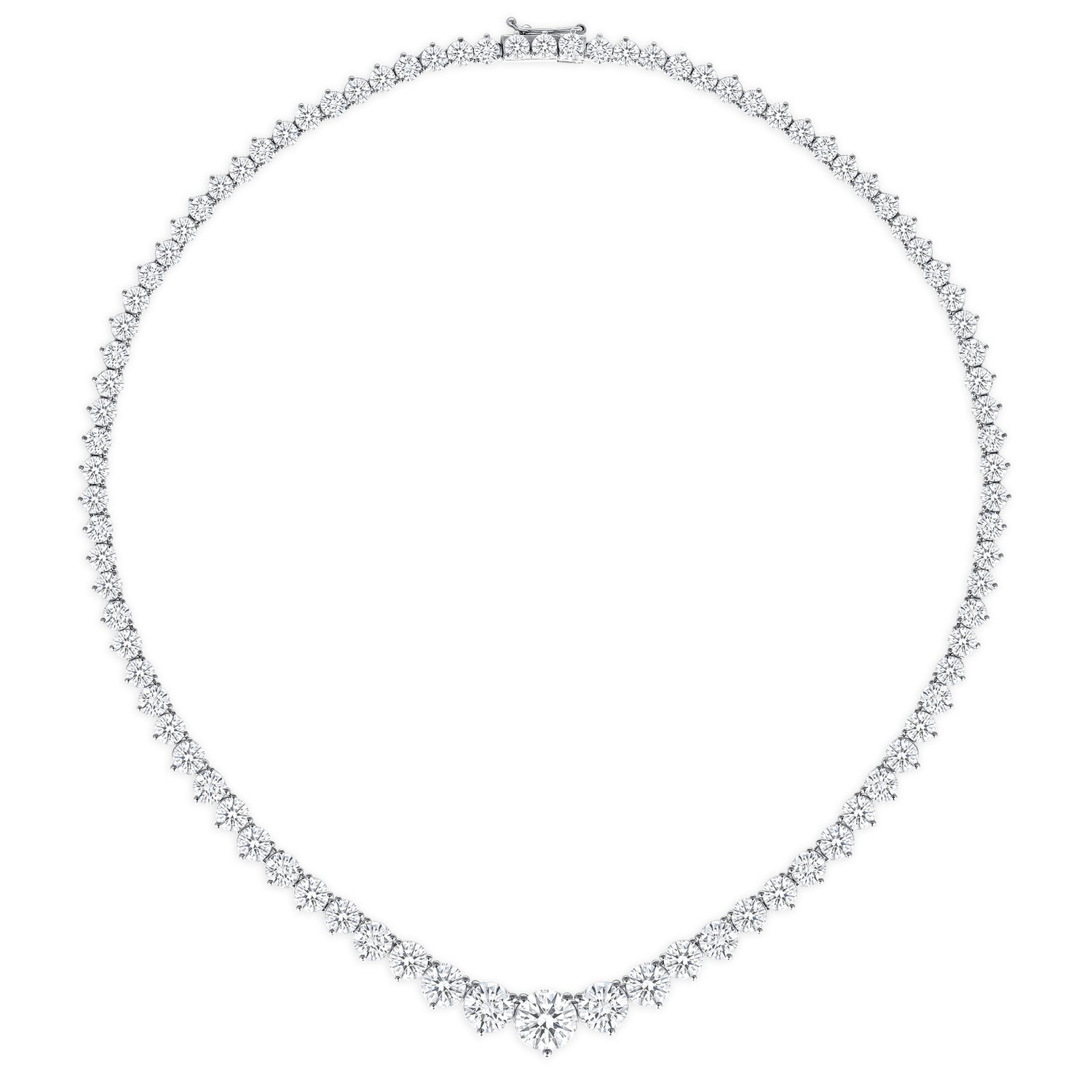 18k White Gold Round Brilliant 26.07CT Diamond Riviera Necklace