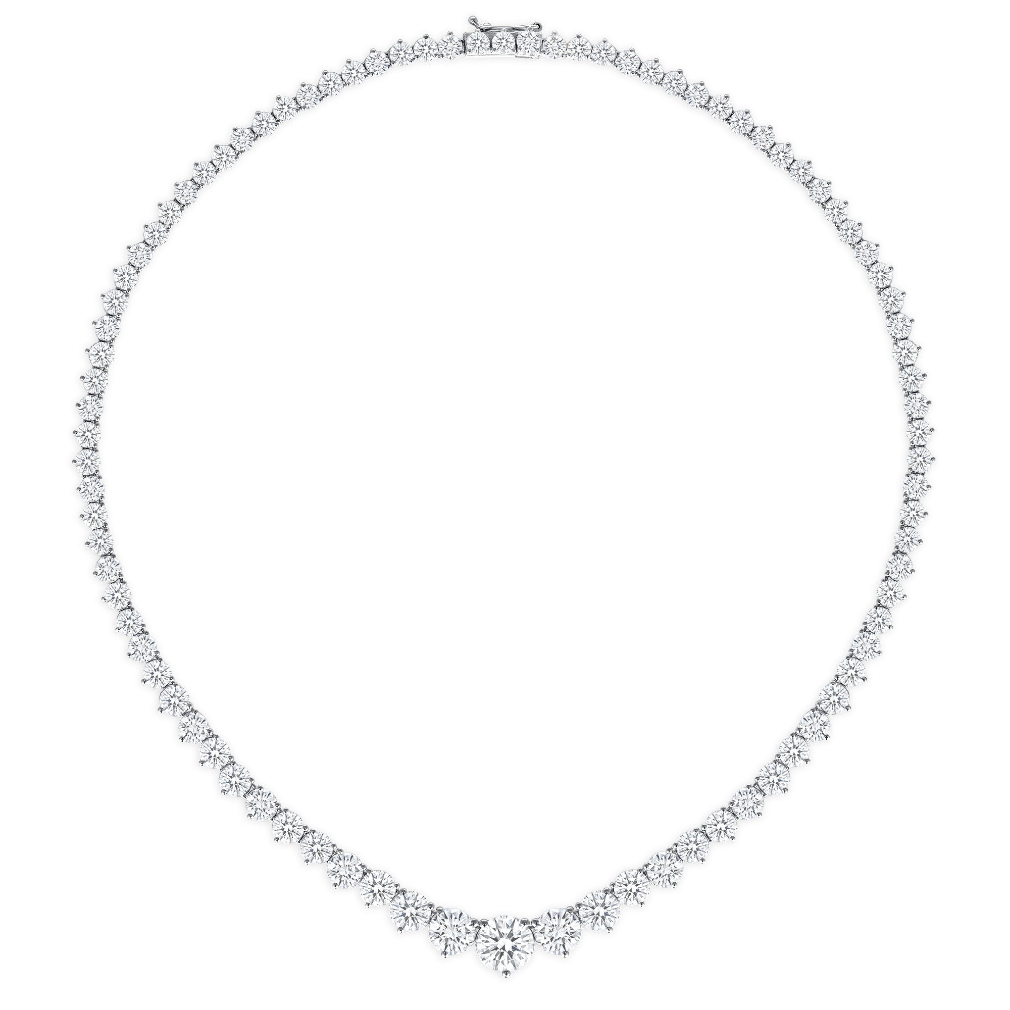 18k White Gold Round Brilliant 26.07CT Diamond Riviera Necklace