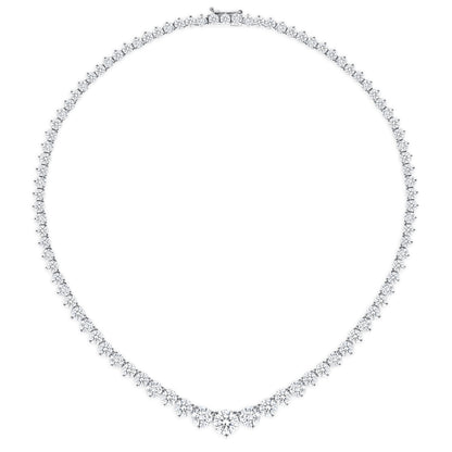 18k White Gold Round Brilliant 26.07CT Diamond Riviera Necklace