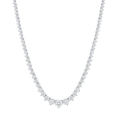 18k White Gold Round Brilliant 26.07CT Diamond Riviera Necklace