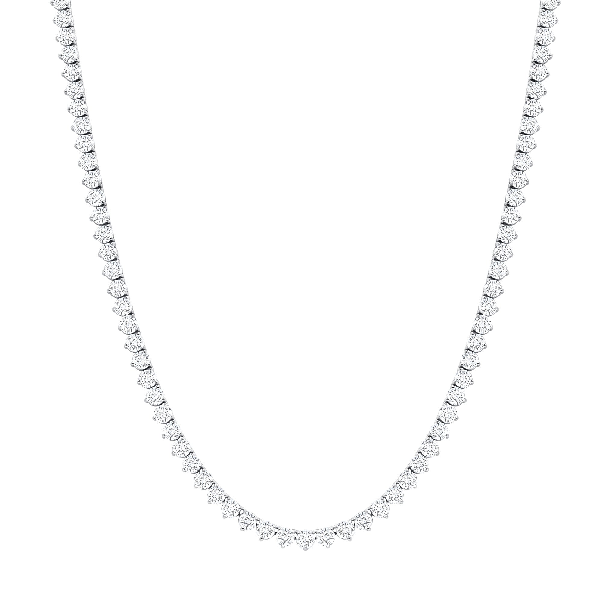 18k White Gold Round Brilliant 18.95CT Tennis Necklace