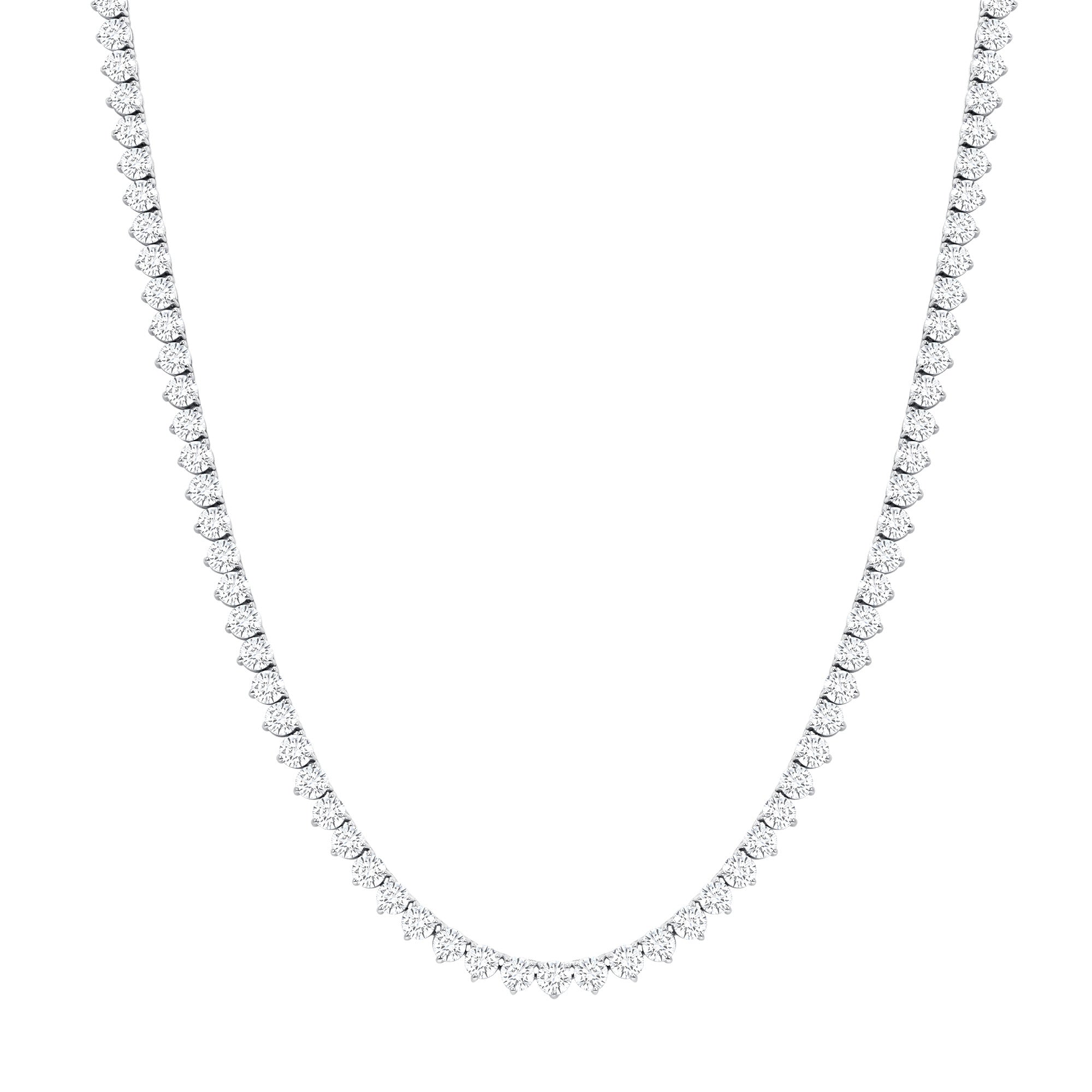 18.95CT Round Brilliant Diamond Tennis Necklace