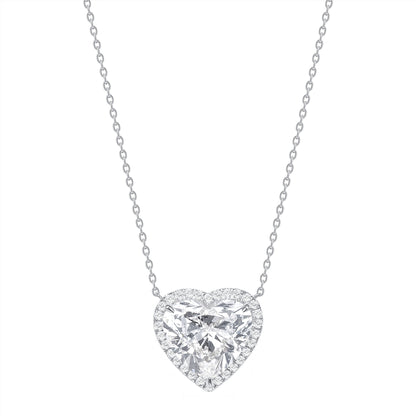 18k White Gold Heart Shape Diamond Pendant Necklace