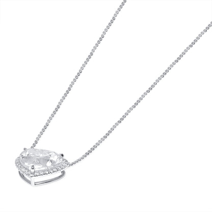 18k White Gold Heart Shape Diamond Pendant Necklace