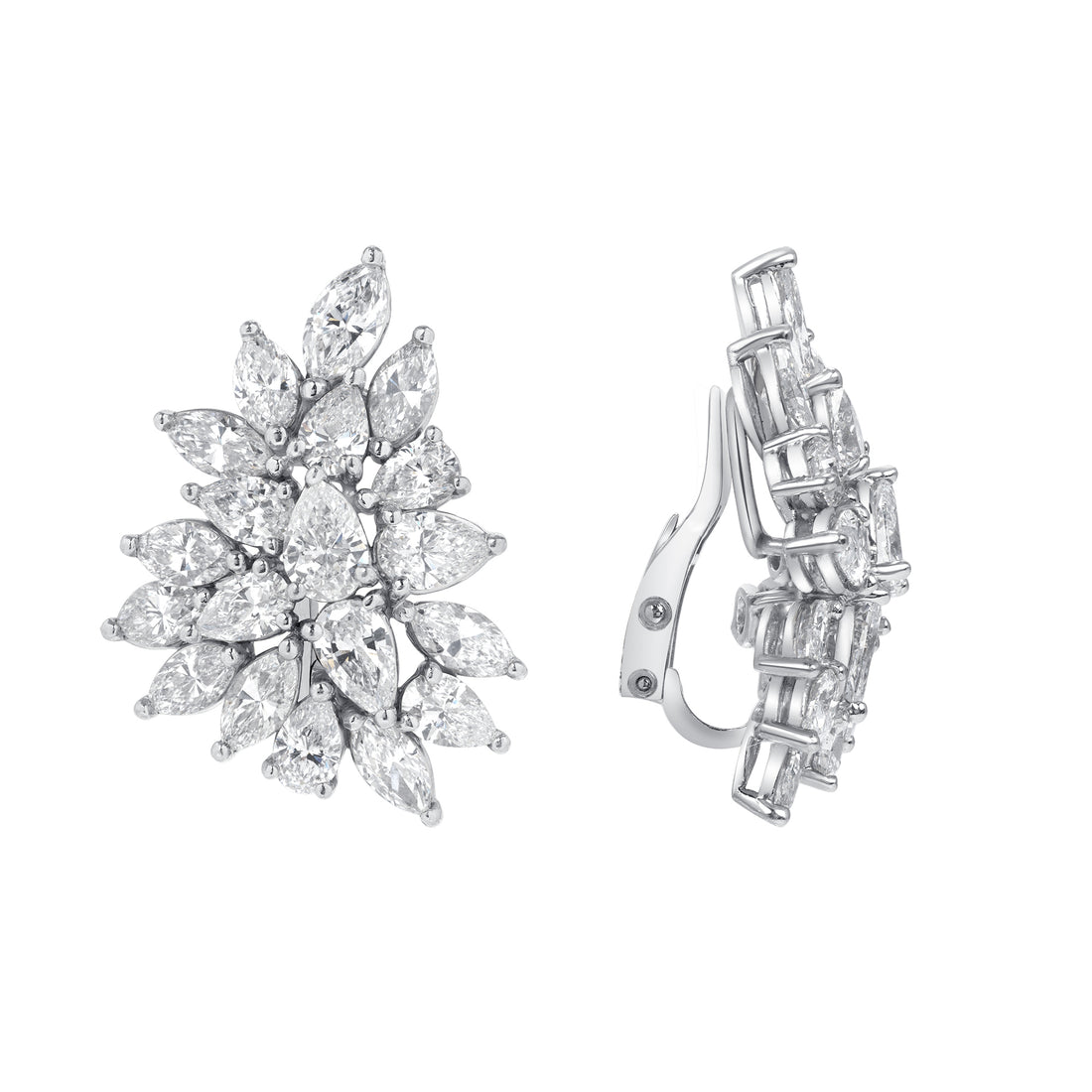 Mixed Shape Diamond Cluster Stud Earrings