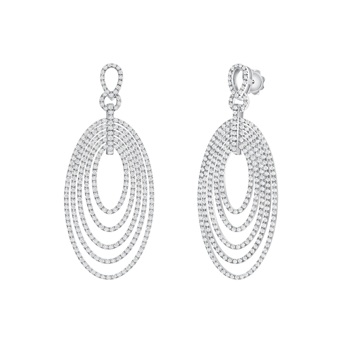 Multi Hoop Round Brilliant Diamond Earrings