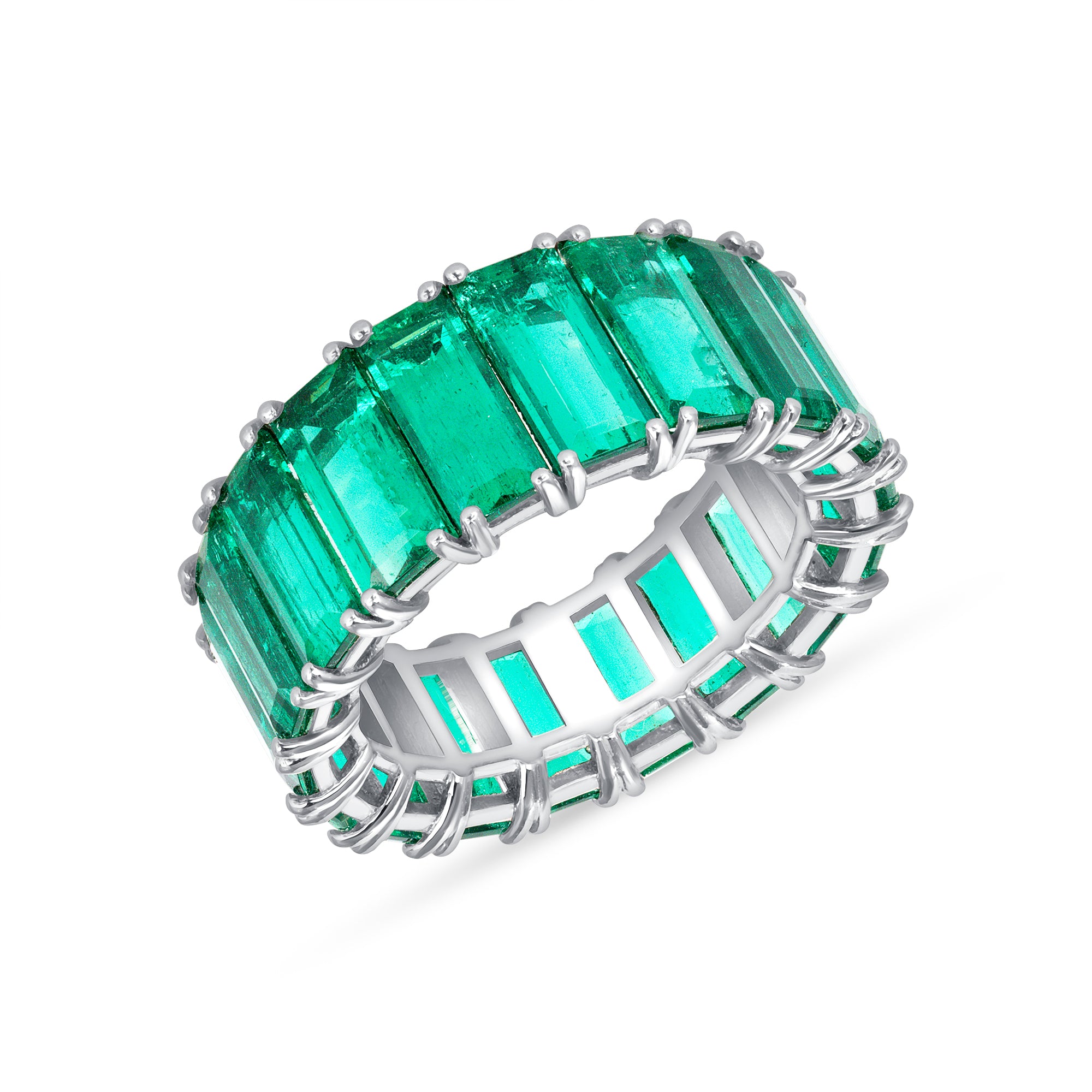 11CT Baguette Colombian Emerald Eternity Band