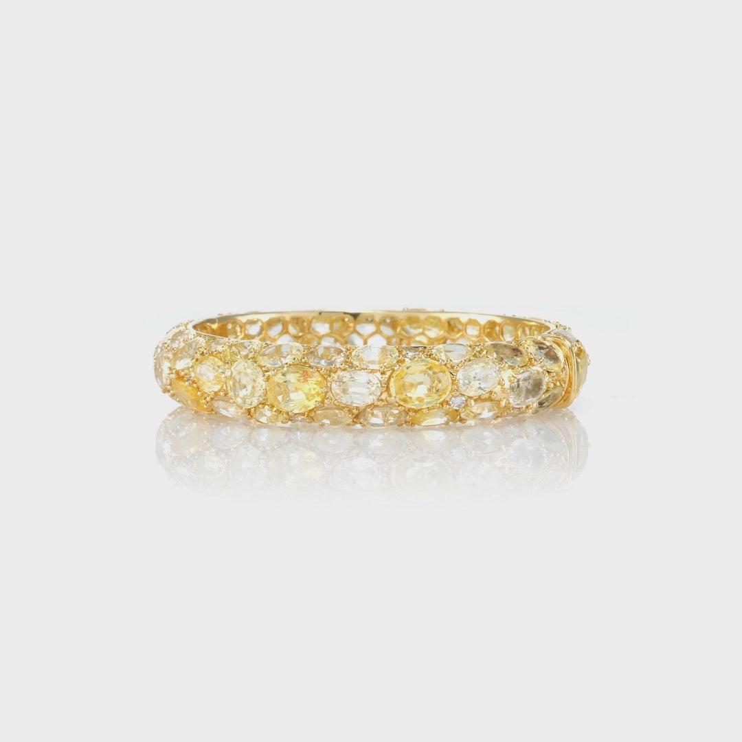 Oval Cut White Sapphire and Diamond Bangle