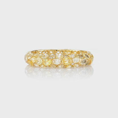 Oval Cut White Sapphire and Diamond Bangle