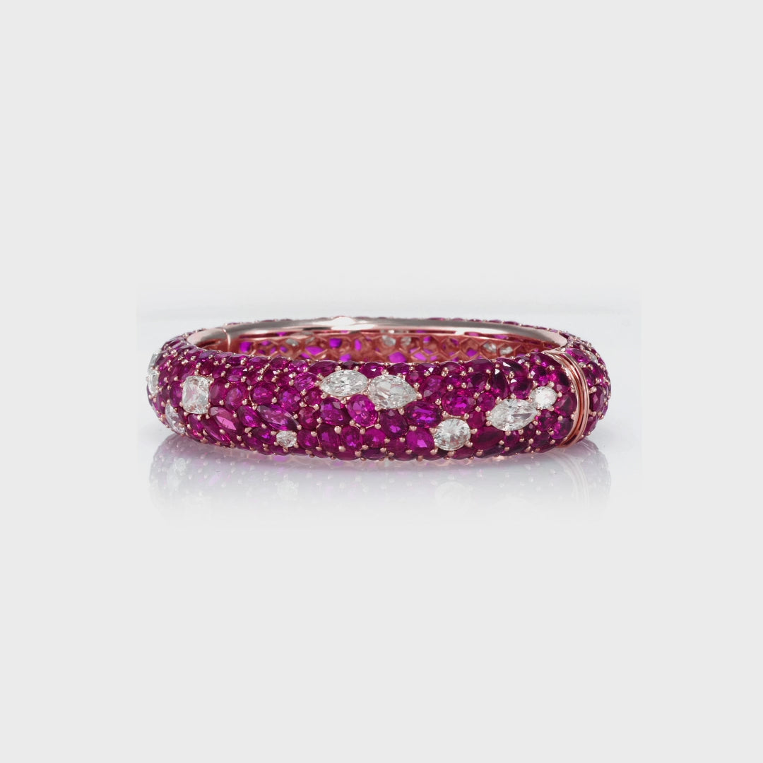 Mixed-cut Ruby and Diamond Bangle