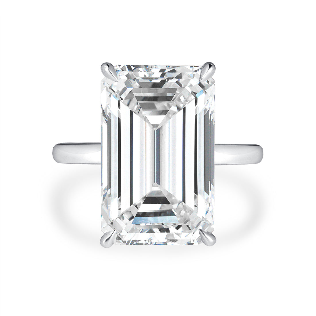 Platinum Emerald Cut Diamond Ring