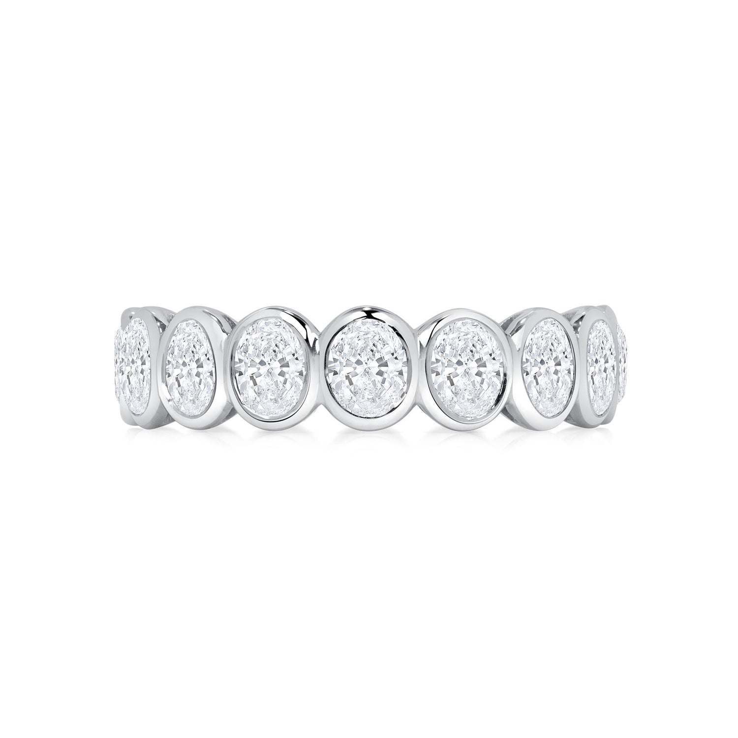 Oval Cut Diamond Bezel Set Platinum Eternity Band