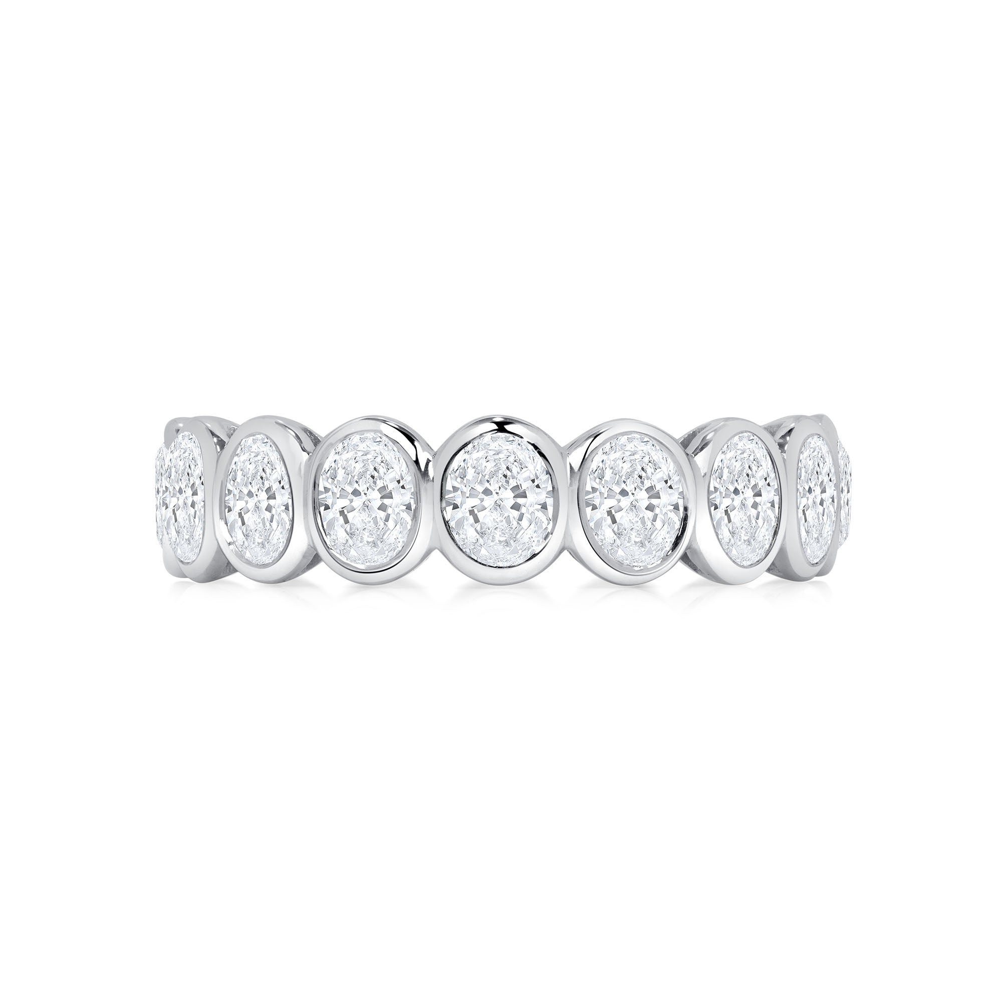 Oval Cut Diamond Bezel Set Platinum Eternity Band