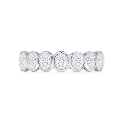 Oval Cut Diamond Bezel Set Platinum Eternity Band