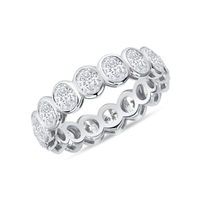 Oval Cut Diamond Bezel Set Platinum Eternity Band