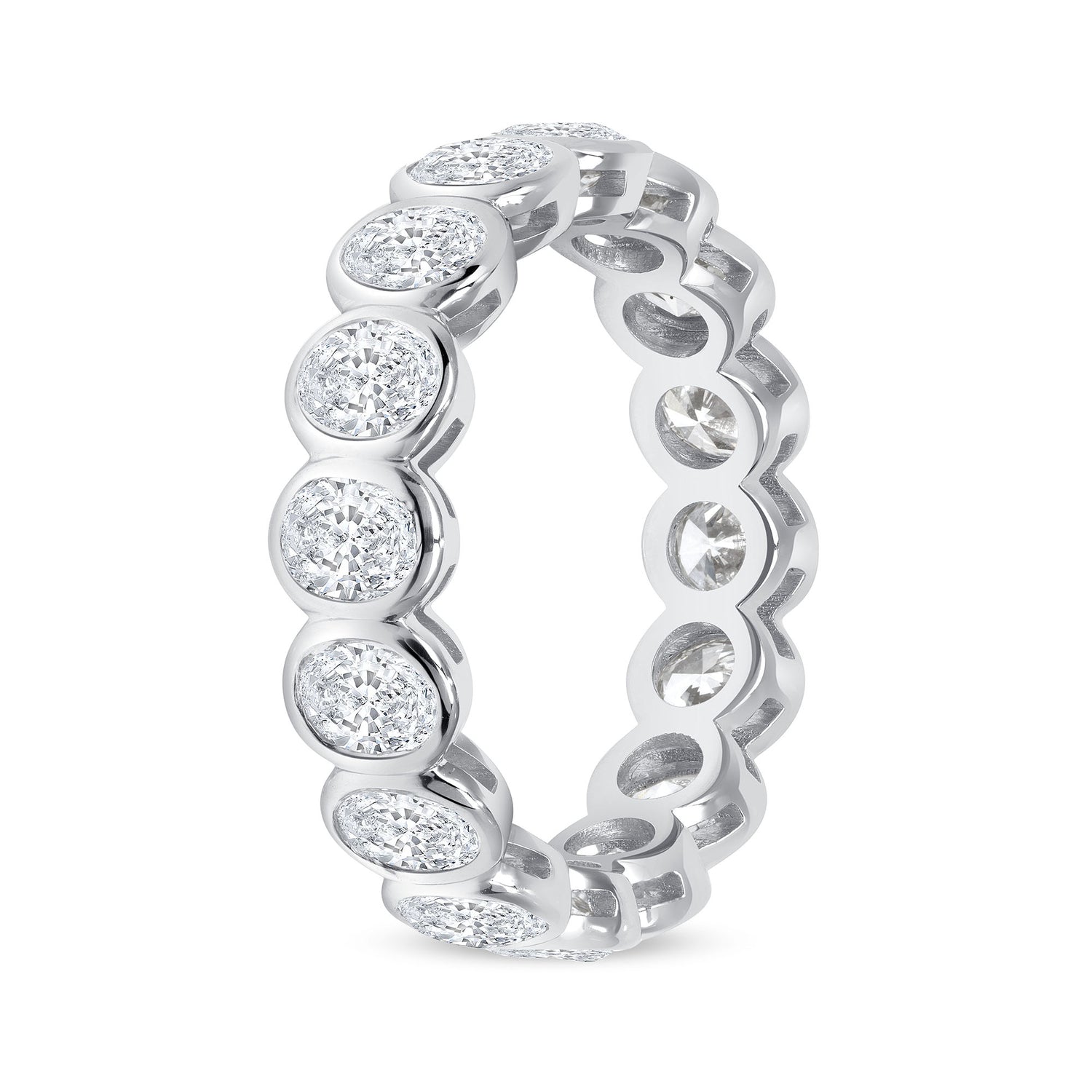 Oval Cut Diamond Bezel Set Platinum Eternity Band