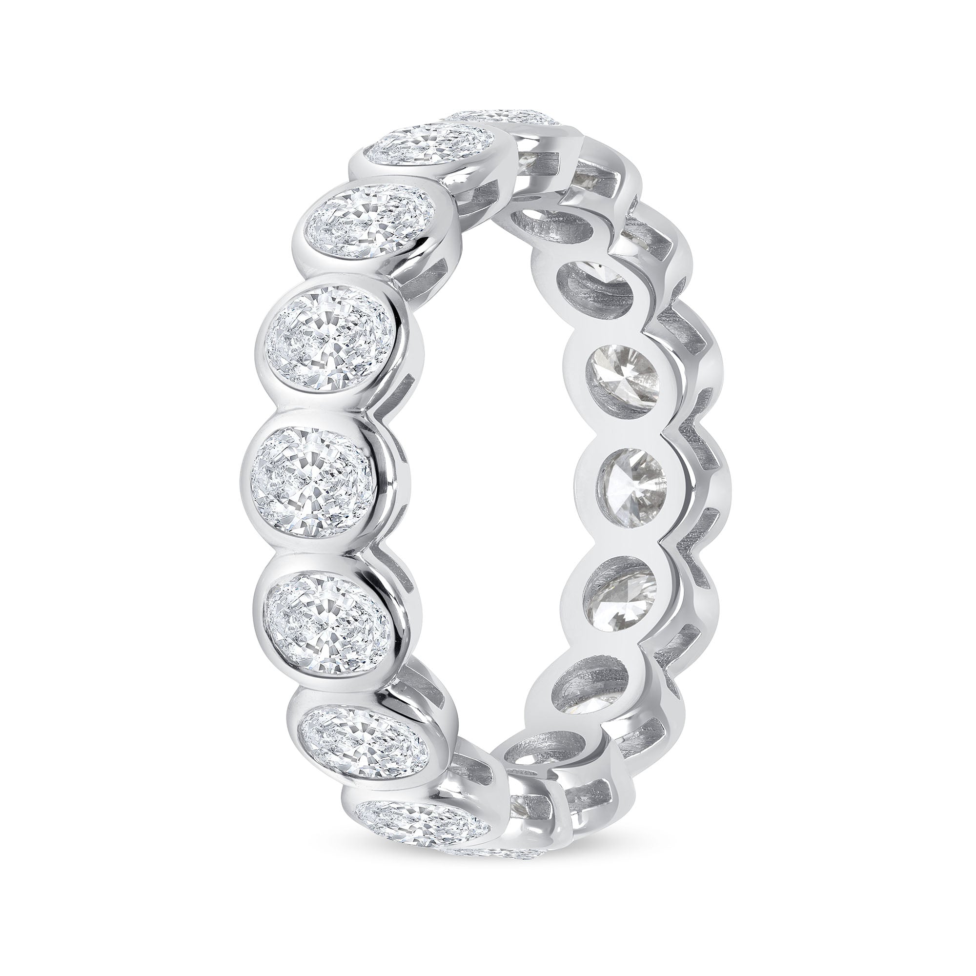 Oval Cut Diamond Bezel Set Platinum Eternity Band