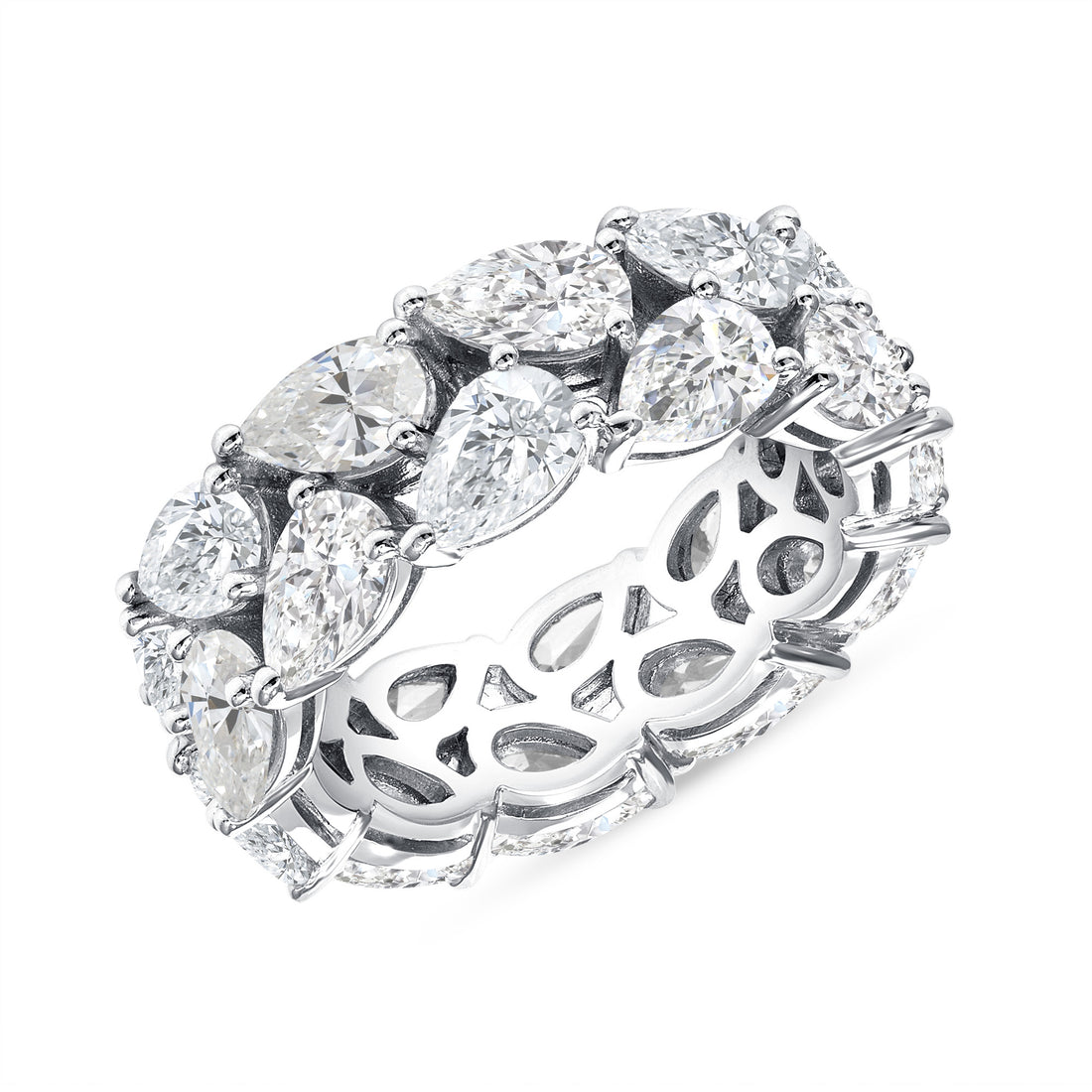 Double Row of Pear Shape Diamonds Eternity Band