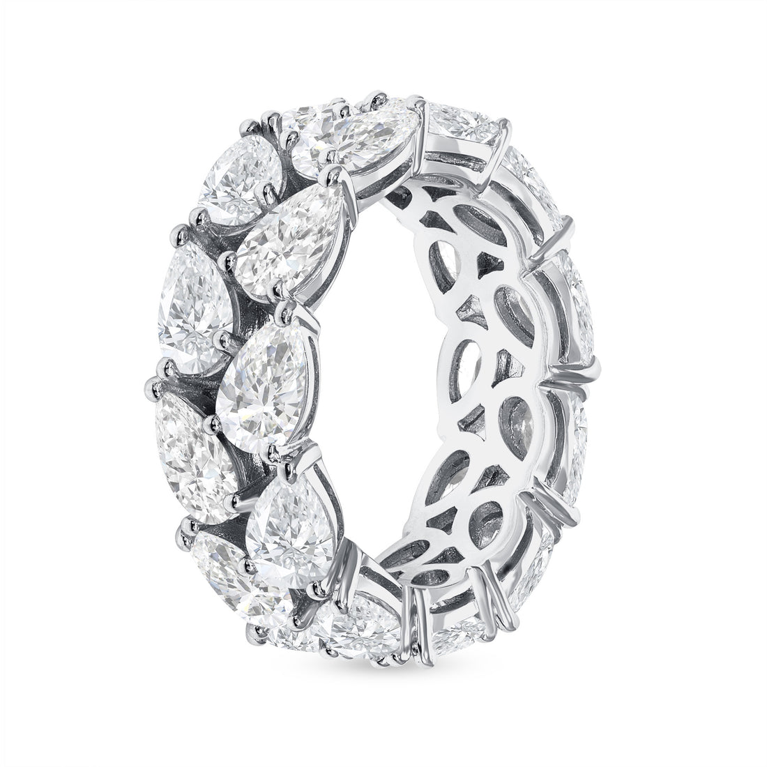 Double Row of Pear Shape Diamond Platinum Band