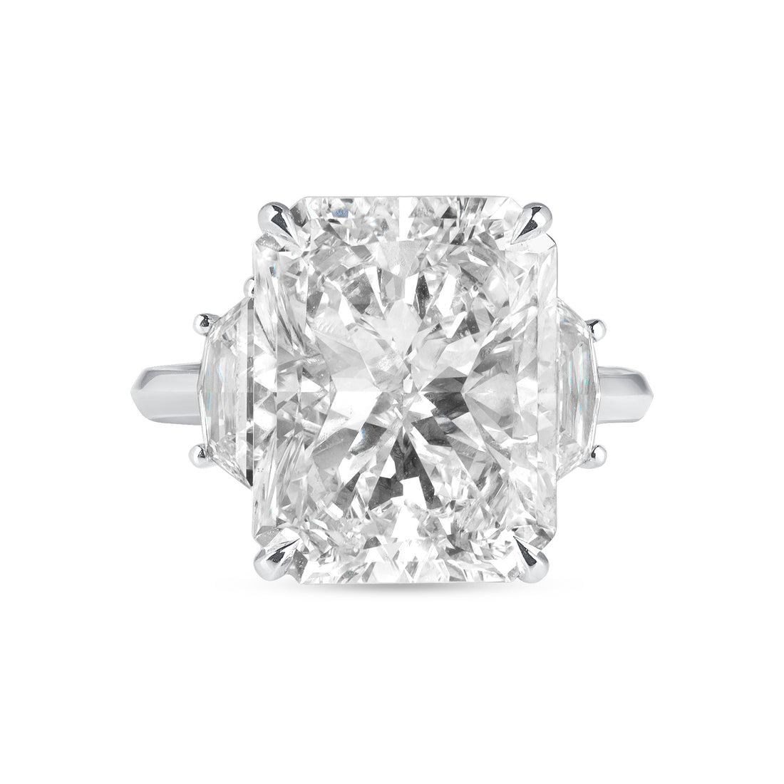 Radiant Cut Diamond and Cadillac Diamond Side Stone Ring