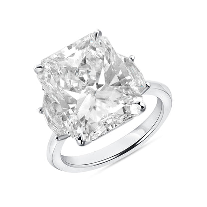 Radiant Cut Diamond and Cadillac Diamond Side Stone Ring